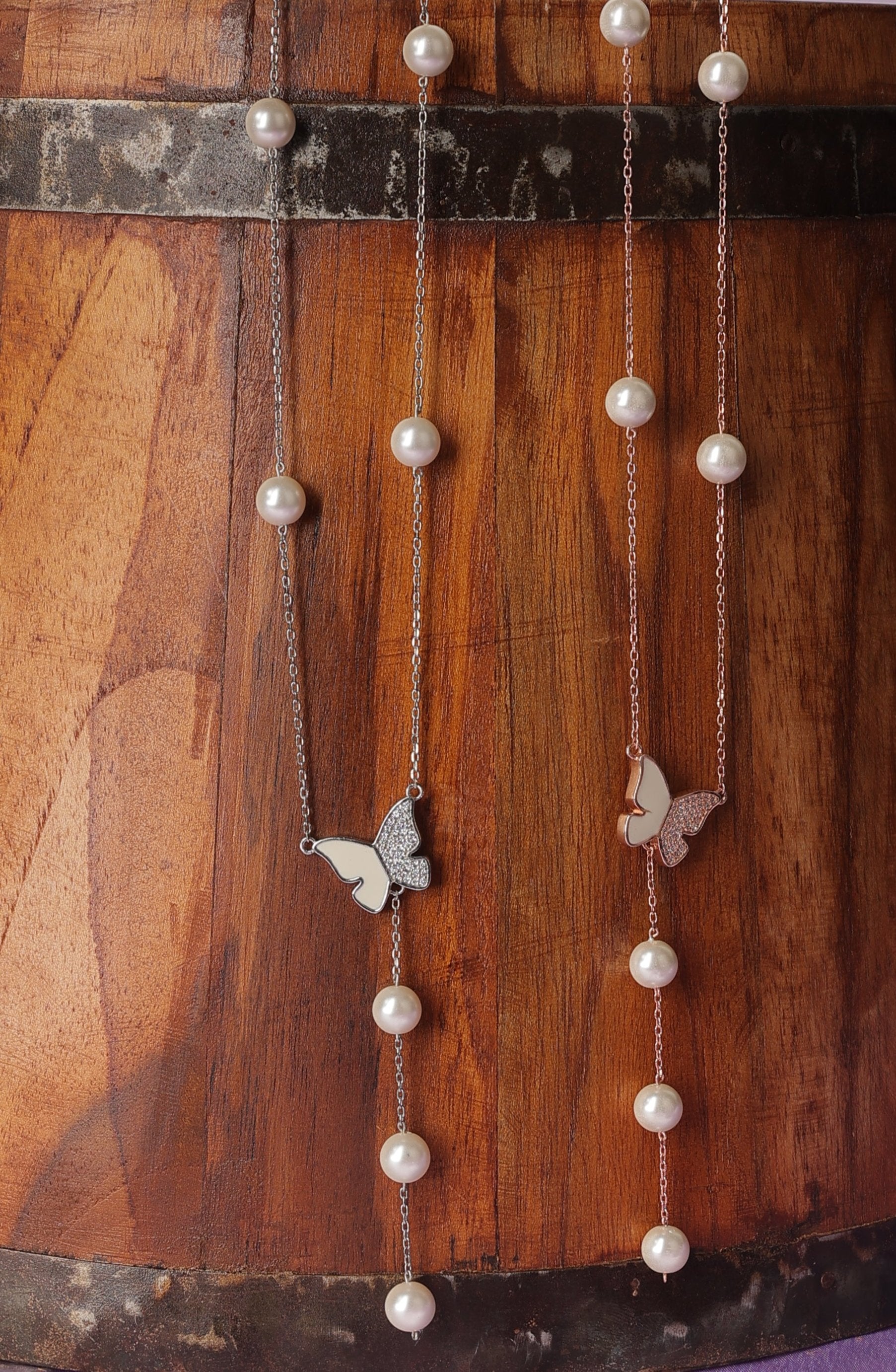 Butterfly Charm Lariat Necklace