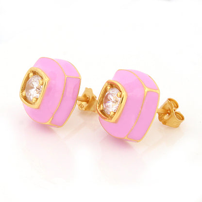 Enamel Crystal Studs